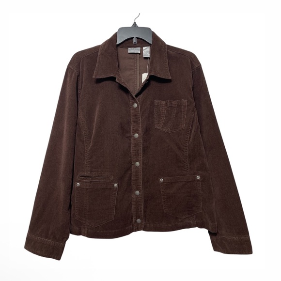 Chicos Corduroy  Front Pockets Jacket in  Chocolate Brown Size 2 / US L - Picture 1 of 8